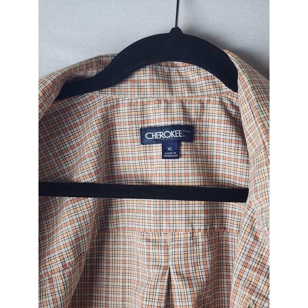 Cherokee Men's XL Orange Plaid Button Up Short Sleeve Shirt Retro Country Cotton - Picture 5 of 13